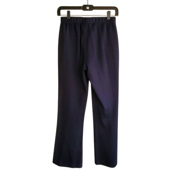 St. John Caviar Navy Knit Pants Kasia Sz 2 Wool Blend Pull-On Luxe Trousers NWT - Picture 4 of 8